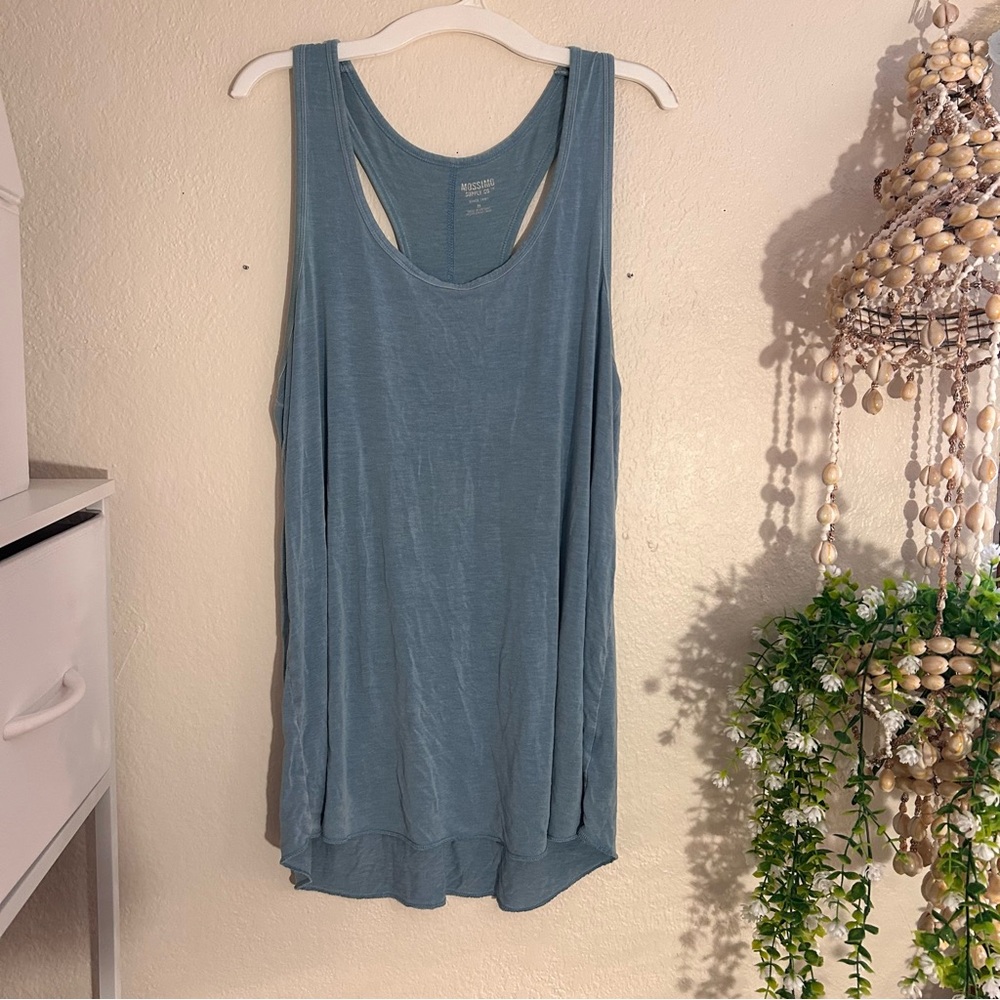 blue racerback tank top